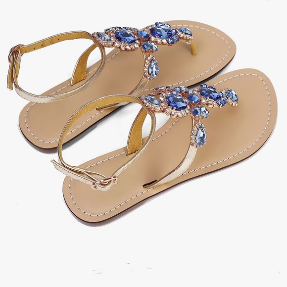 GUC Blue Rhinestone Boho Sandals - Picture 4 of 5